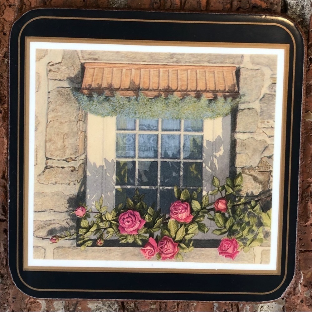 Set of 5 Pimpernel Cork Back Flower Window Box Coasters - Picture 7 of 9